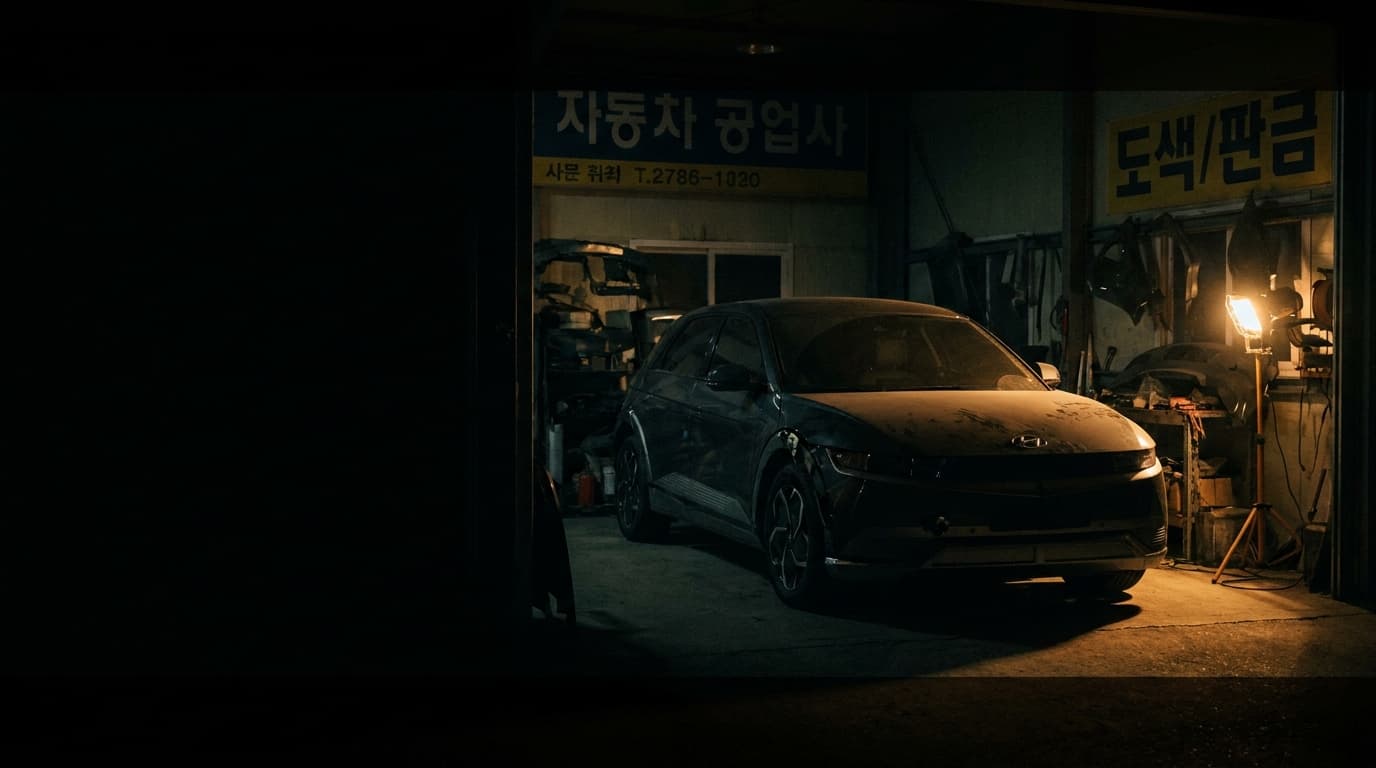 정비공장에 입고된 차량